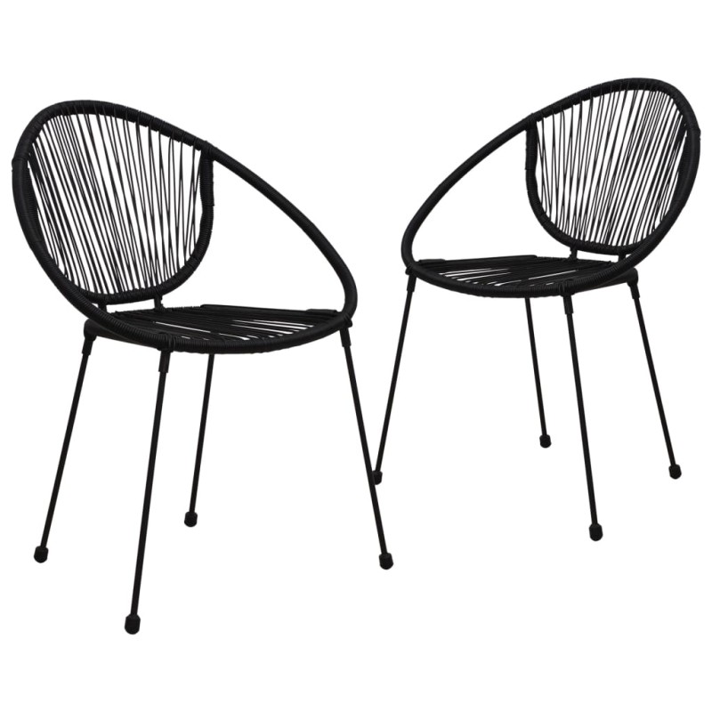 vidaXL Sillas de jardín 2 unidades ratán de PVC negro vidaXL Sillas de jardín 2 unidades ratán de PVC negro