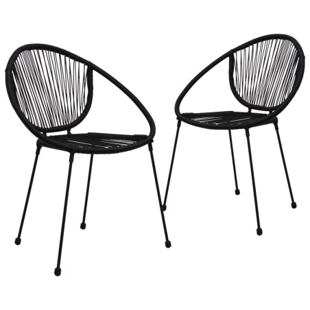vidaXL Sillas de jardín 2 unidades ratán de PVC negro