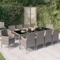 vidaXL Set comedor jardín 11 pzas cojines ratán sintético negro y gris vidaXL Set comedor jardín 11 pzas cojines ratán sintético negro y gris