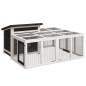 vidaXL Conejera de madera maciza de pino gris 144x123x67,5 cm vidaXL Conejera de madera maciza de pino gris 144x123x67,5 cm