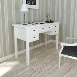 vidaXL Escritorio con 5 cajones blanco