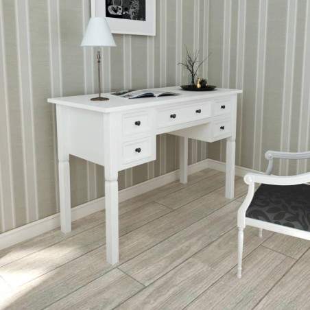 vidaXL Escritorio con 5 cajones blanco