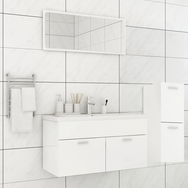 vidaXL Juego de muebles de baño madera de ingeniería blanco brillo vidaXL Juego de muebles de baño madera de ingeniería blanco brillo