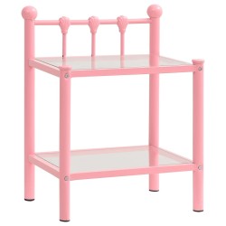 vidaXL Mesita de noche metal vidrio rosa y transparente 45x34,5x60,5cm