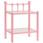 vidaXL Mesita de noche metal vidrio rosa y transparente 45x34,5x60,5cm vidaXL Mesita de noche metal vidrio rosa y transparente 45x34,5x60,5cm