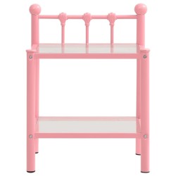 vidaXL Mesita de noche metal vidrio rosa y transparente 45x34,5x60,5cm