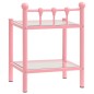 vidaXL Mesita de noche metal vidrio rosa y transparente 45x34,5x60,5cm vidaXL Mesita de noche metal vidrio rosa y transparente 45x34,5x60,5cm
