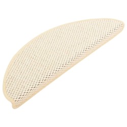 vidaXL Alfombrilla autoadhesiva escalera sisal 15 uds crema 65x21x4 cm