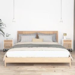 vidaXL Mesitas de noche 2 uds hierro y madera blanco 40x30x55,5 cm