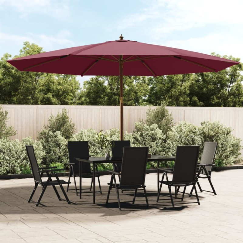 vidaXL Sombrilla de jardín con poste de madera rojo burdeos 400x273 cm