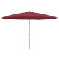 vidaXL Sombrilla de jardín con poste de madera rojo burdeos 400x273 cm
