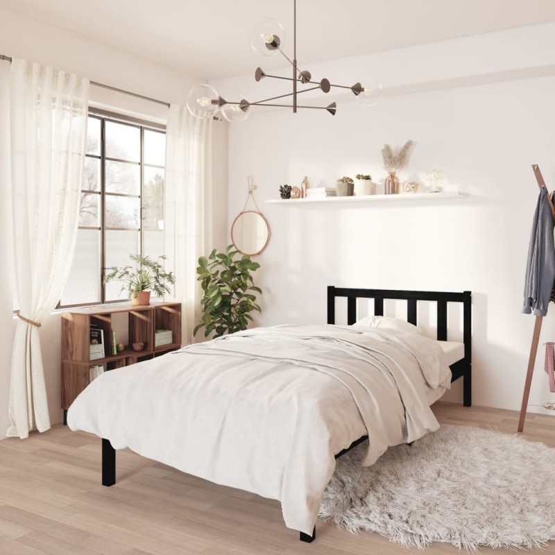 vidaXL Estructura de cama madera maciza de pino negro 75x190 cm vidaXL Estructura de cama madera maciza de pino negro 75x190 cm