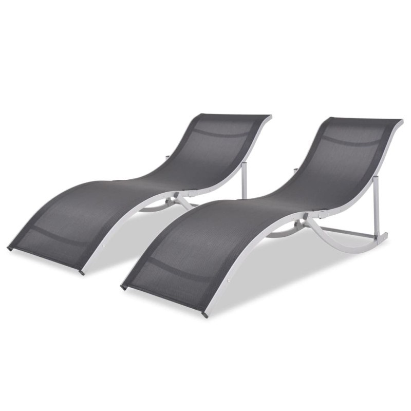 vidaXL Tumbonas plegables 2 unidades aluminio y textilene vidaXL Tumbonas plegables 2 unidades aluminio y textilene