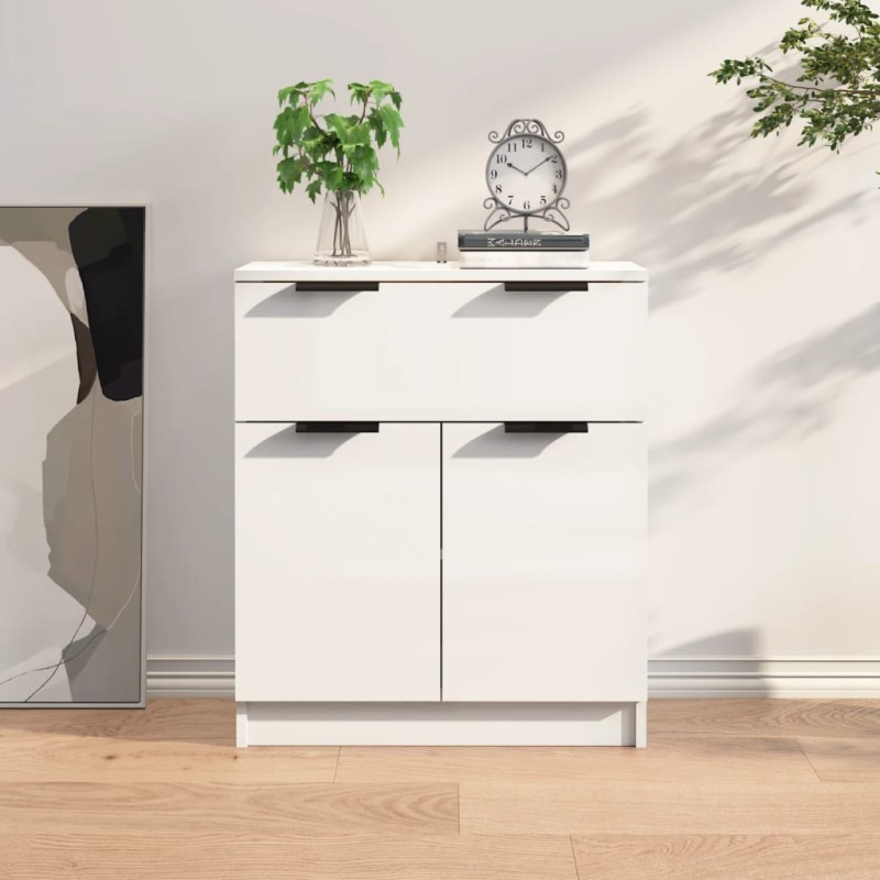 vidaXL Aparador de madera contrachapada blanco brillante 60x30x70 cm vidaXL Aparador de madera contrachapada blanco brillante 60x30x70 cm