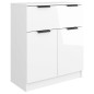 vidaXL Aparador de madera contrachapada blanco brillante 60x30x70 cm vidaXL Aparador de madera contrachapada blanco brillante 60x30x70 cm