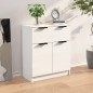 vidaXL Aparador de madera contrachapada blanco brillante 60x30x70 cm vidaXL Aparador de madera contrachapada blanco brillante 60x30x70 cm