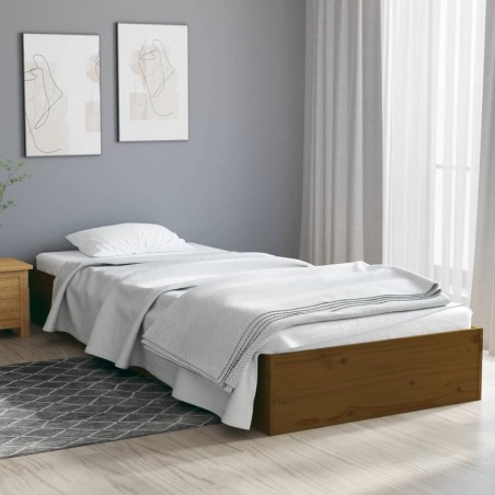 vidaXL Estructura de cama madera maciza marrón miel 75x190 cm