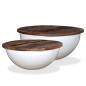 vidaXL Set de 2 mesas de centro madera reciclada blanca forma de bol vidaXL Set de 2 mesas de centro madera reciclada blanca forma de bol