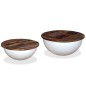 vidaXL Set de 2 mesas de centro madera reciclada blanca forma de bol vidaXL Set de 2 mesas de centro madera reciclada blanca forma de bol