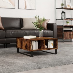 vidaXL Mesa de centro madera de ingeniería roble ahumado 60x60x30 cm