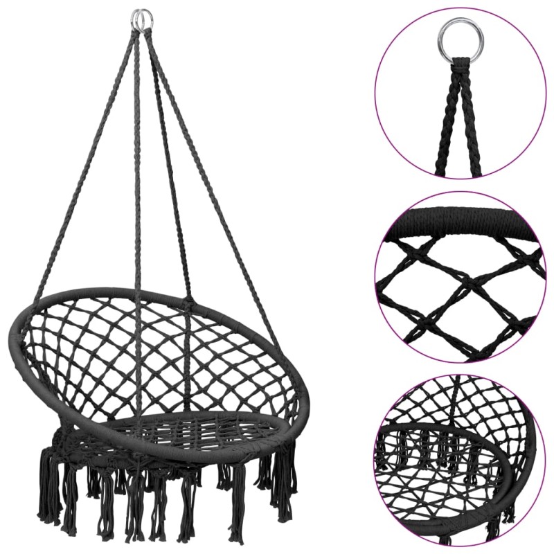 vidaXL Silla colgante hamaca columpio 80 cm antracita vidaXL Silla colgante hamaca columpio 80 cm antracita