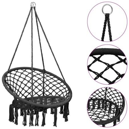 vidaXL Silla colgante hamaca columpio 80 cm antracita