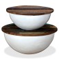 vidaXL Set de 2 mesas de centro madera reciclada blanca forma de bol vidaXL Set de 2 mesas de centro madera reciclada blanca forma de bol