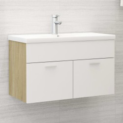 vidaXL Mueble con lavabo madera de ingeniería blanco y roble Sonoma