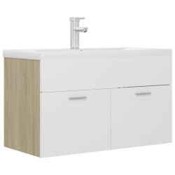 vidaXL Mueble con lavabo madera de ingeniería blanco y roble Sonoma