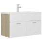 vidaXL Mueble con lavabo madera de ingeniería blanco y roble Sonoma vidaXL Mueble con lavabo madera de ingeniería blanco y roble Sonoma