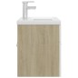 vidaXL Mueble con lavabo madera de ingeniería blanco y roble Sonoma vidaXL Mueble con lavabo madera de ingeniería blanco y roble Sonoma