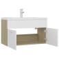 vidaXL Mueble con lavabo madera de ingeniería blanco y roble Sonoma vidaXL Mueble con lavabo madera de ingeniería blanco y roble Sonoma