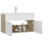 vidaXL Mueble con lavabo madera de ingeniería blanco y roble Sonoma vidaXL Mueble con lavabo madera de ingeniería blanco y roble Sonoma