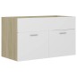 vidaXL Mueble con lavabo madera de ingeniería blanco y roble Sonoma vidaXL Mueble con lavabo madera de ingeniería blanco y roble Sonoma