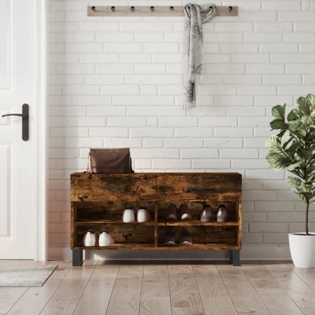 vidaXL Banco zapatero madera de ingeniería roble ahumado 102x35x55 cm