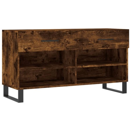 vidaXL Banco zapatero madera de ingeniería roble ahumado 102x35x55 cm