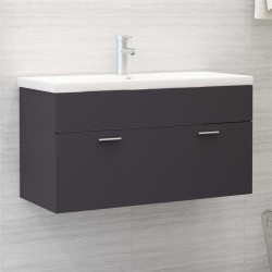 vidaXL Mueble con lavabo madera de ingeniería gris
