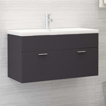 vidaXL Mueble con lavabo madera de ingeniería gris