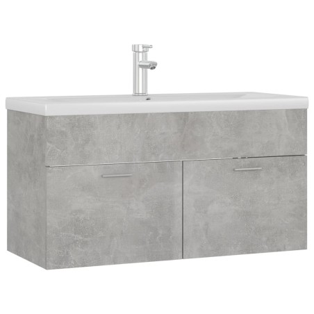 vidaXL Mueble con lavabo madera de ingeniería gris hormigón