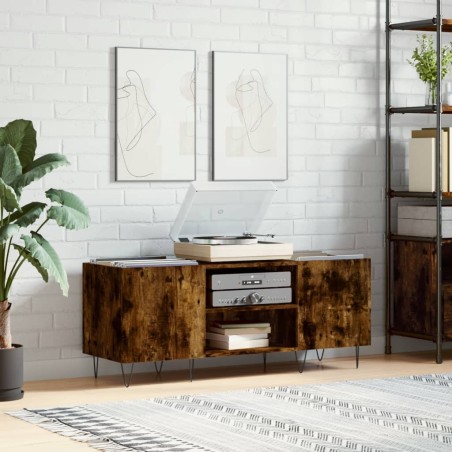 vidaXL Mueble discos madera contrachapada roble ahumado 121x38x48 cm