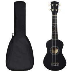 vidaXL Set de ukelele soprano con funda para niños negro 21"