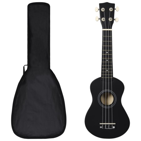 vidaXL Set de ukelele soprano con funda para niños negro 21"