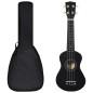 vidaXL Set de ukelele soprano con funda para niños negro 21" vidaXL Set de ukelele soprano con funda para niños negro 21"