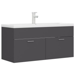 vidaXL Mueble con lavabo madera de ingeniería gris