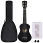 vidaXL Set de ukelele soprano con funda para niños negro 21" vidaXL Set de ukelele soprano con funda para niños negro 21"