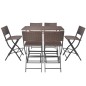 vidaXL Set comedor de jardín plegable 7 pzas poli ratán y acero marrón vidaXL Set comedor de jardín plegable 7 pzas poli ratán y acero marrón