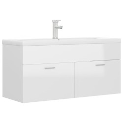 vidaXL Mueble con lavabo madera de ingeniería blanco brillante