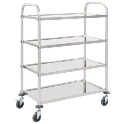 vidaXL Carrito de cocina de 4 alturas acero inoxidable 107x55x125 cm