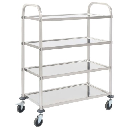 vidaXL Carrito de cocina de 4 alturas acero inoxidable 107x55x125 cm