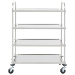 vidaXL Carrito de cocina de 4 alturas acero inoxidable 107x55x125 cm